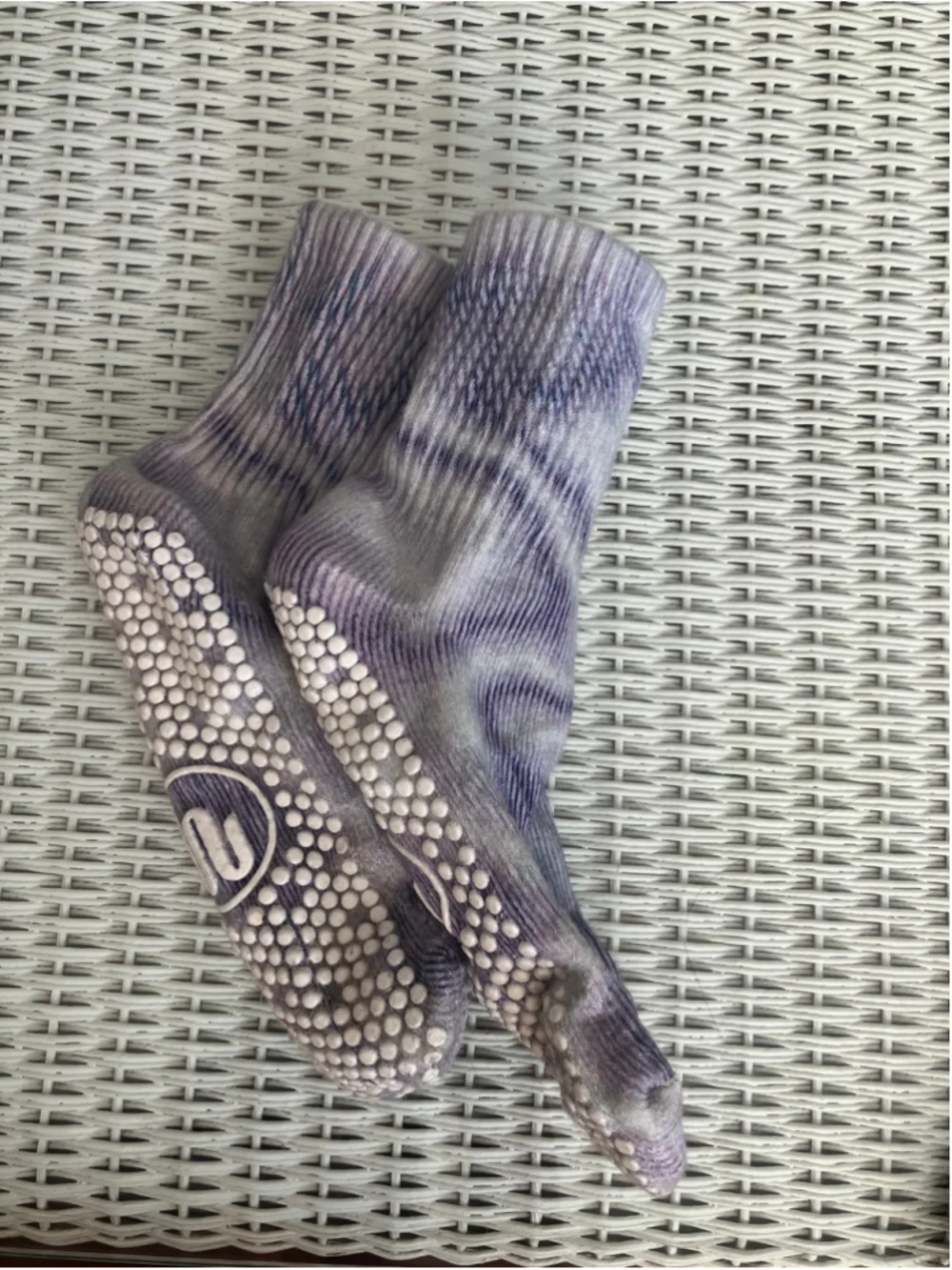 Y2K Vibe Purple & White Tie-Dye Athletic Grip Socks